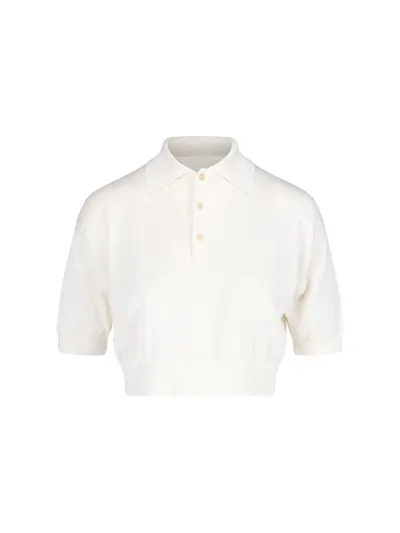 Auralee Knitted Polo Shirt In Cream