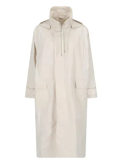 Auralee Detachable Hood Trench Coat In Beige