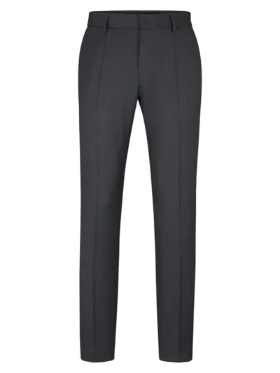 Hugo Boss Formal Trousers In Virgin-wool Serge In Dark Grey