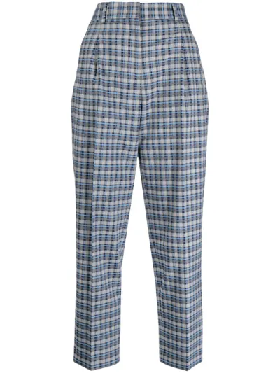 Ps By Paul Smith Check-pattern Cropped Trousers In Blau