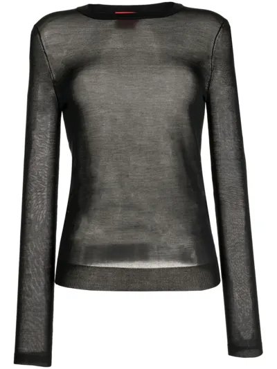 Cashmere In Love Dora Crew-neck Silk Jumper In Schwarz