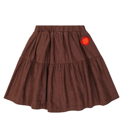 Jellymallow Kids' Ruffled Linen And Cotton-blend Skirt In Brown