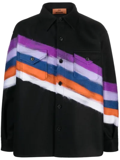 Missoni Brushed-effect Striped Shirt Jacket In Black