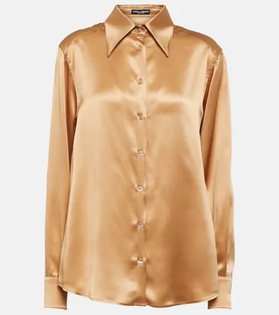 Dolce & Gabbana Silk-satin Shirt In Gold