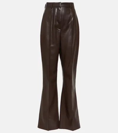 Nanushka High Rise Slim Straight Pants In Coffee Ground