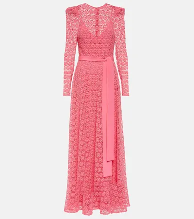 Elie Saab Embroidered Cotton-blend Maxi Dress In Pink