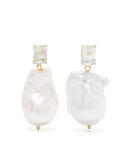 Mateo 14k Yellow Gold Amethyst And Pearl Drop Earrings