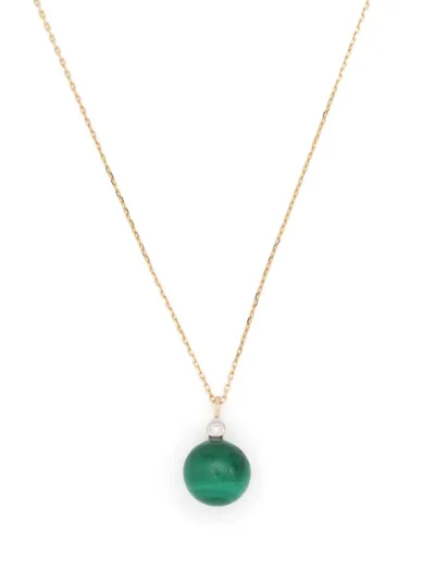 Mateo 14k Yellow Gold Dot Diamond And Malachite Necklace