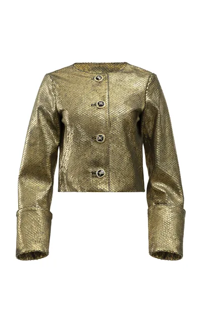 Kuzyk The Mick Snake-embossed Leather Jacket In Gold