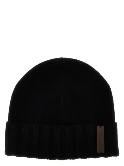 Z Zegna Oasi Logo Patch Beanie In Black