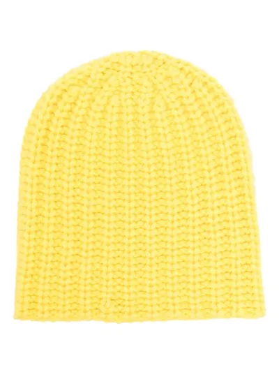 Liska Chunky-knit Cashmere Beanie In Yellow