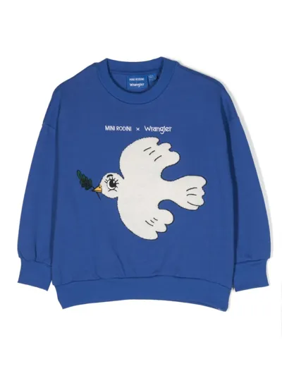 Mini Rodini Kids' X Wrangler Peace Dove-motif Sweatshirt In Blue