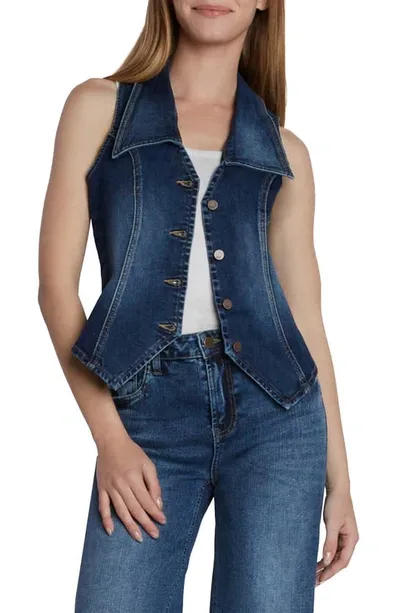 Wash Lab Denim Willa Denim Waistcoat In Indigo