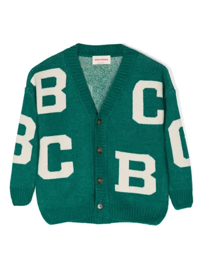 Bobo Choses Logo-jacquard Cardigan In 绿色