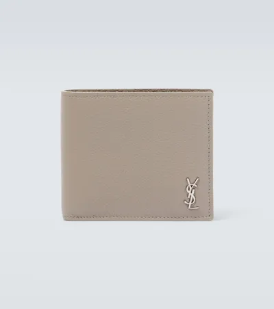 Saint Laurent Tiny Cassandre East/west Bifold Wallet In Beige