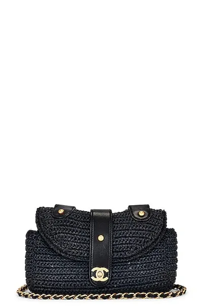 Pre-owned Chanel Straw Chain Shoulder Bag In Blue