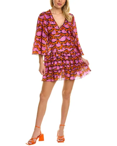 La Doublej Jeanne Scallop-print Ruffle Mini Dress In Purple