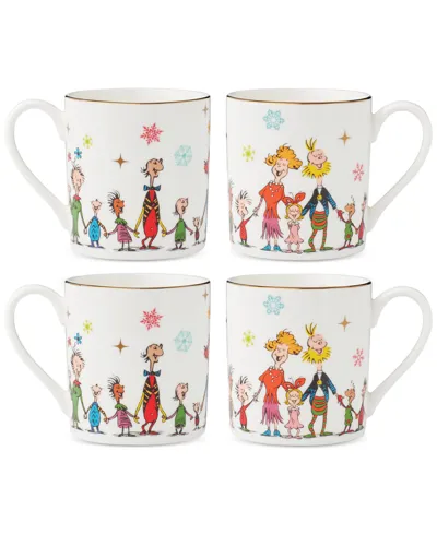 Lenox Merry Grinchmas Porcelain Mugs, Set Of 4 In Green And Ivory