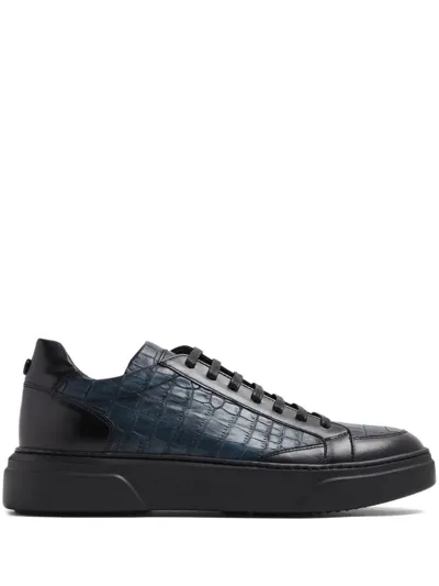 Barrett Crocodile-effect Leather Sneakers In Blau