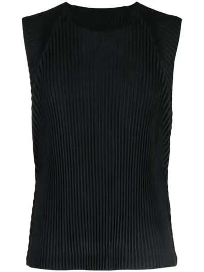 Issey Miyake Mc August Pleated Tank Top In Black