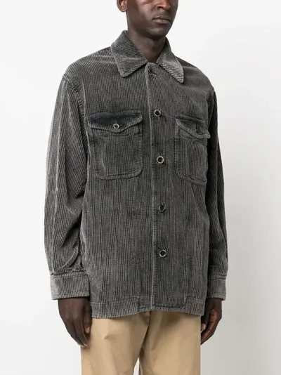 Uma Wang Corduroy Cotton Shirt Jacket In Uw890 Dark Grey