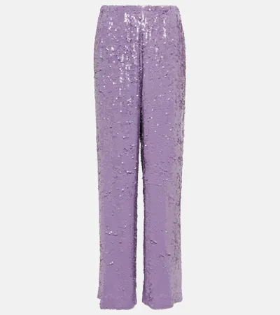 Dries Van Noten Sequined Straight Pants In Purple