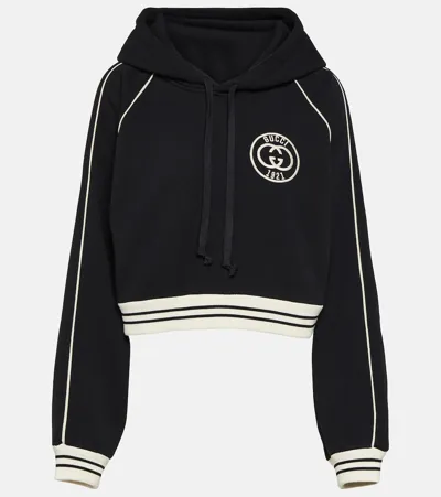 Gucci Kapuzenpullover Aus Baumwolljersey In Black