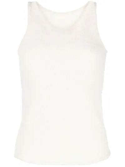 Low Classic Sleeveless Fleece Knitted Top In White