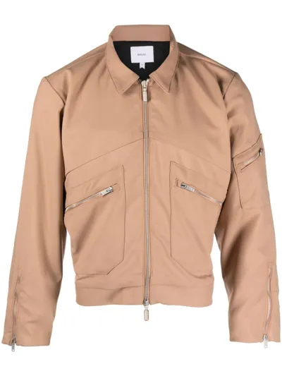 Rhude Neutral Sambac Zip Up Shirt Jacket In Tan