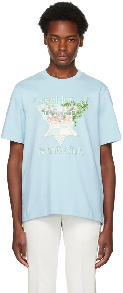 Casablanca Blue Tennis Club Icon T-shirt In Tennis Club Icon Pas