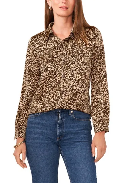 Chaus Jaguar Print Button-up Utility Shirt In Java