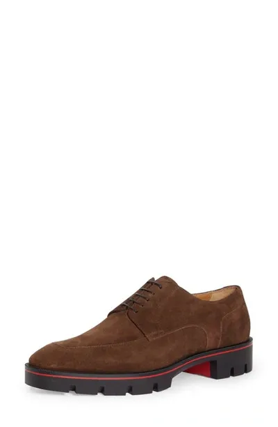 Christian Louboutin Davisol Lug Sole Suede Derby In Brown