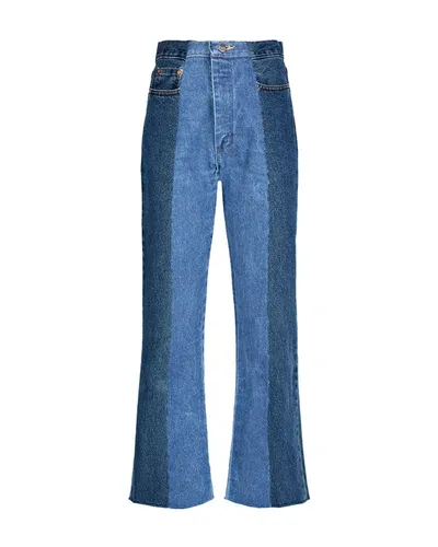 E.l.v Denim Contrast Flare Jean In Blue