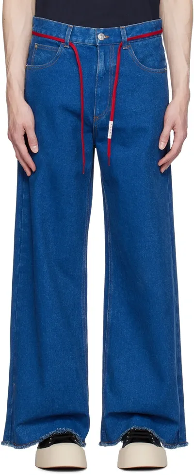 Marni Wide Leg Jeans In Blue