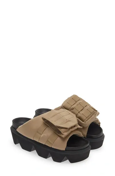 Sacai Flap-pocket Ridged-sole Slides In Neutrals