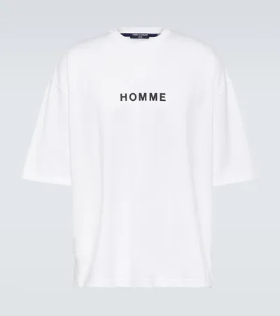 Comme Des Garçons Homme Deux Logo-print Cotton-jersey T-shirt In White