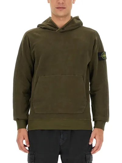 Stone Island Sweatshirt With Logo In Green