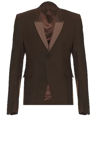 Rick Owens Single Breasted Tailored Blazer In Brown