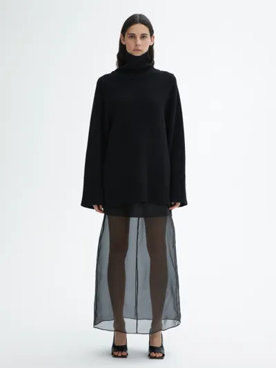 House Of Dagmar Long Wool Turtleneck In Black