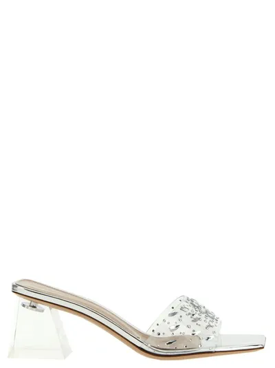 Gianvito Rossi Laminated Rhinestone Sandals In Silver