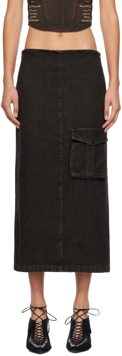 Miaou Black Freya Denim Maxi Skirt