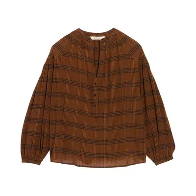 Vanessa Bruno Brown Multi Nipoa Plaid Blouse