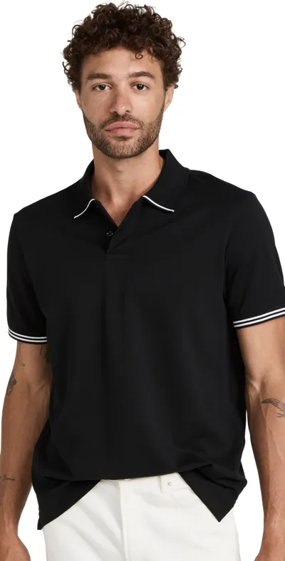 Club Monaco Tipped Collar Polo In Black