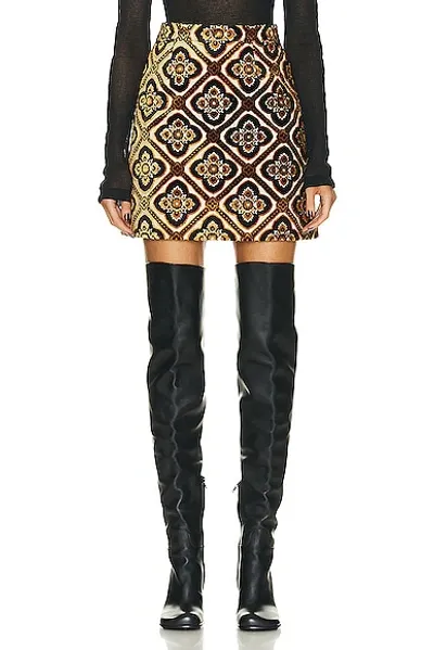 Etro Geometric-jacquard Velvet Mini Skirt In Brown