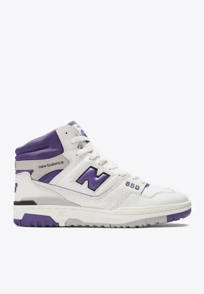 New Balance 650 High Top Sneakers In White,purple