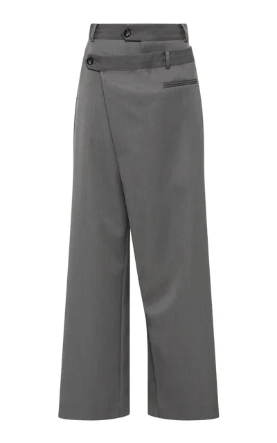 St Agni Deconstructed Waist Wool-blend Pants In Dark Grey