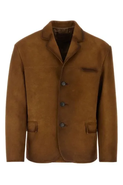 Prada Suede Blazer In Brown