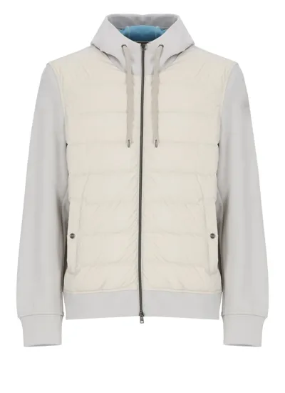 Herno Zip-up Hooded Down Jacket In White