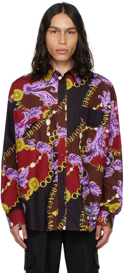 Versace Jeans Couture Chain Couture-print Cotton Shirt In Red