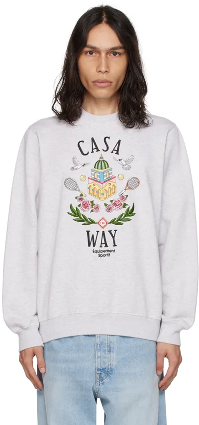 Casablanca Casa Way Embroidered Sweatshirt In Gray